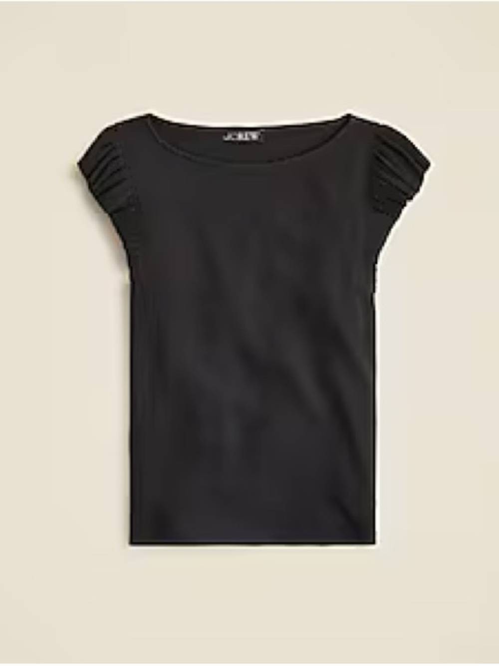 NWOT J. Crew Black Ribbed Ruffle Sleeve Top